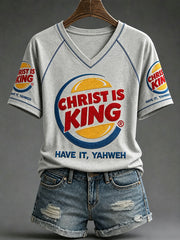 Women's 'Christ is King' V-neck T-shirts