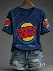 Women's 'Christ is King' V-neck T-shirts