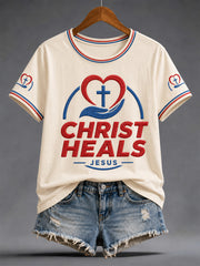 Women's Funny Christian Jesus Print Casual Tee