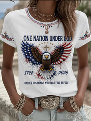 Women's Christian One Nation Under God Cross Short Sleeve T-shirt