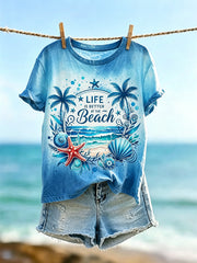 Women's Faith Life Is Better At The Beach Print Short-sleeved T-shirt