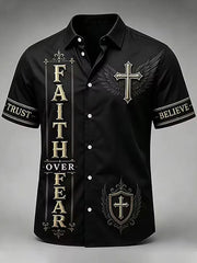 Men's Cross Print Casual Shirt