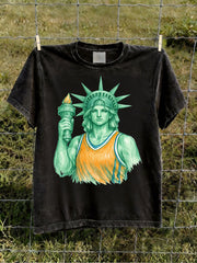 Men's Statue Of Liberty Basketball Short-sleeved T-shirt