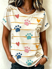 Women's cute cat claw pattern short-sleeved T-shirt
