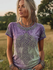 Women's Vintage Tree Of Life Celtic Print Cozy Short-sleeved T-shirt