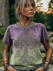 Women's Viking Celtic Tree Of LIfe Art Print Short-sleeved T-shirt