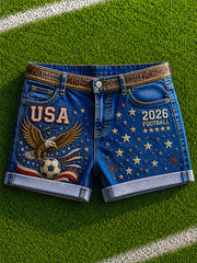 Women's 2026 American Football Print Casual Shorts