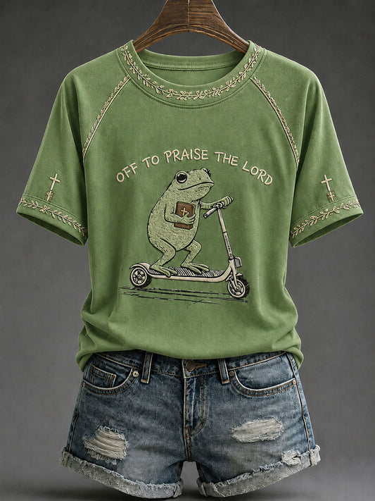 Women's 'Off To Praise The Lord' Printed Casual T-Shirt
