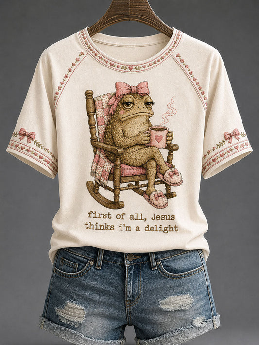 Women's 'Jesus Thinks I'm A Delight' Printed Casual T-Shirt