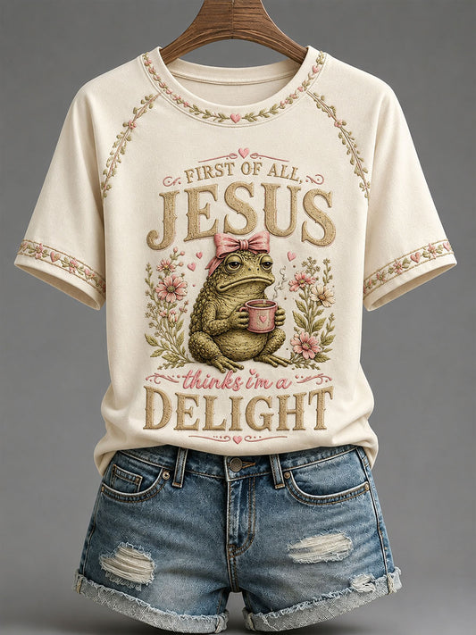 Women's 'I Could Be Meaner But Jesus Said No' Printed Casual T-Shirt