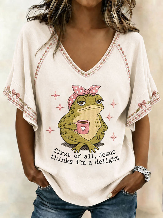 Women's 'Jesus Thinks I'm A Delight' Printed Casual T-Shirt