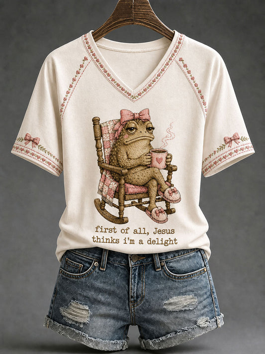 Women's 'Jesus Thinks I'm A Delight' Printed Casual T-Shirt