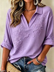 Women's Alzheimer's Awareness Dementia Support Purple Ribbon Purple Floral & Hummingbird Art Top
