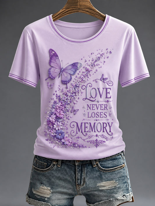 Women's Purple Flora Art Printed T-shirt