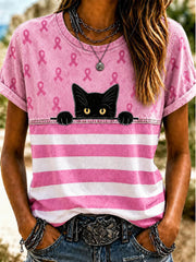 Women's Breast Cancer Awareness Print Casual T-Shirt