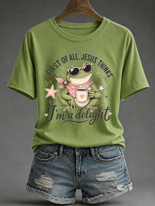 Women's 'Jesus Thinks I'm A Delight' Printed Casual T-Shirt
