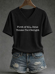 Women's 'Jesus Thinks I'm A Delight' Printed Casual T-Shirt