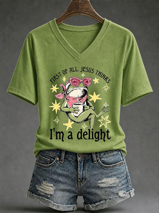 Women's 'Jesus Thinks I'm A Delight' Printed Casual T-Shirt