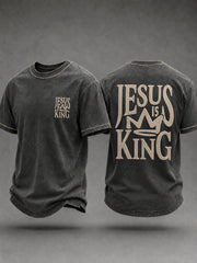 Men's Christian Jesus Is King Cross Short-sleeved T-shirt