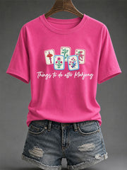 Women's Mahjong Print Casual T-Shirt