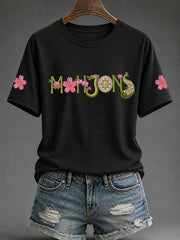 Women's Mahjong Print Casual T-Shirt