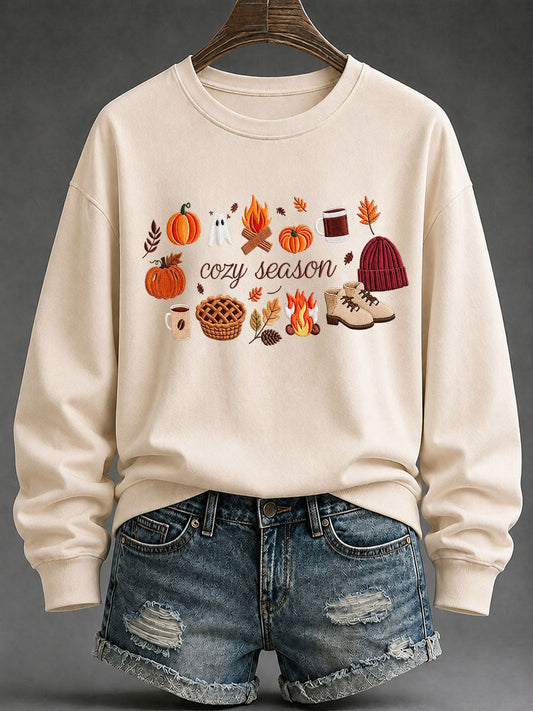 Women's Cozy Season Printed Casual Sweatshirt