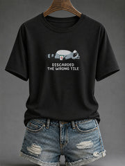 Women's Mahjong Print Casual T-Shirt