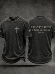 Men's Christian John 3:16 For God So Loved The World Cross Short Sleeve T-shirt