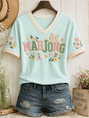 Women's Fun Cat Mahjong T-shirt