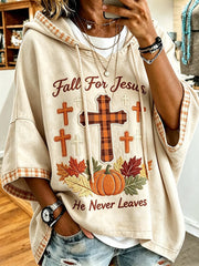 Women's 'Fall For Jesus He Never Leaves' Printed Casual Top