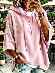 Women's Pink Plaid Patchwork Art Hoodie