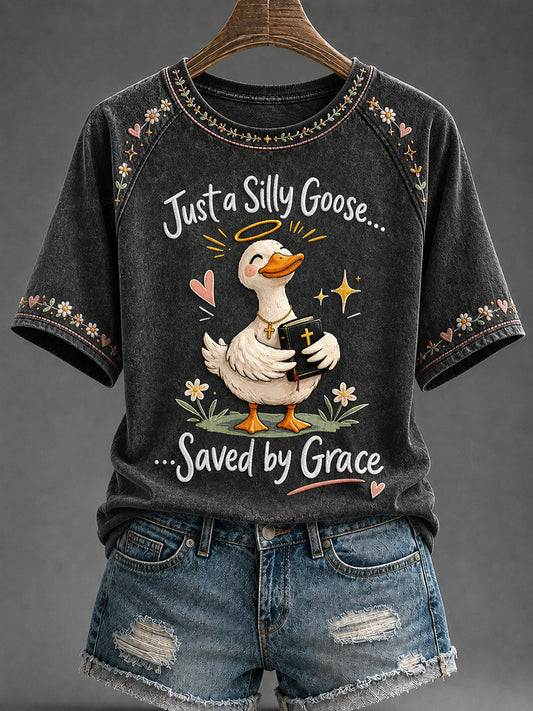 Women's 'Saved By Grace' Print Casual T-Shirt