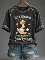 Women's 'Saved By Grace' Print Casual T-Shirt
