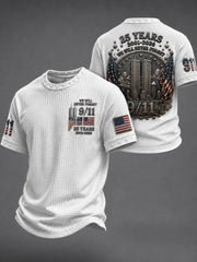 Men's WE WILL NEVER FORGET 9/11 25 YEARS 2001-2026 Waffle Tee