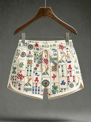 Women's Casual Mahjong-Print Shorts