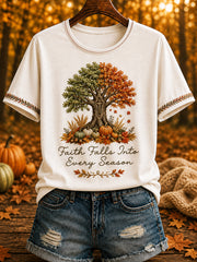 Women's Autumn "Faith Falls Into Every Season" Printed T-shirt