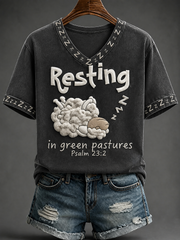 Women's Resting In Green Pastures Short-sleeved T-shirt