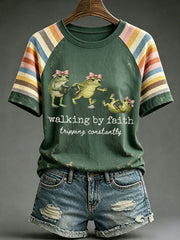 Women's 'Walking by Faith, Tripping Constantly' Christian T-Shirts