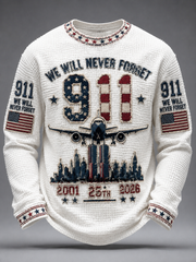 Men's We Will Never Forget 9 11 September 11 Waffle Long Sleeve T-Shirt
