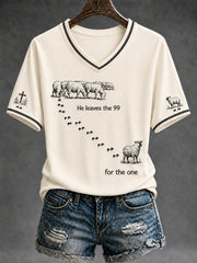 Women's Christian He Left The 99 To Find Me Short Sleeve T-shirt