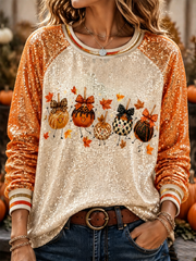 Women's Fall Trees Fall Leaves Printed raglan sleeve sweatshirt