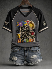 Women's Saint Michael The Archangel V-neck T-shirt