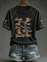 Women's faith-themed fun slogan printed casual short-sleeve T-shirt