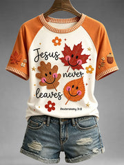 Women's Jesus Never Leaves T-shirt