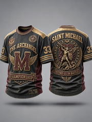 Men's Retro Saint Michael the Archangel Short Sleeves T-shirt