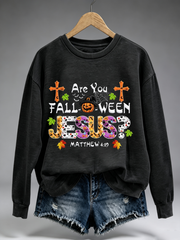 Women's Are You Fall-O-Ween Jesus Halloween Christian Scary Pumpkins polyester sweatshirt