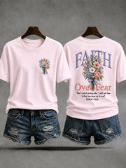 Women's Faith Over Fear Printed Casual T-Shirt
