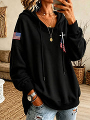 Women’s Cross Print Casual Hoodie