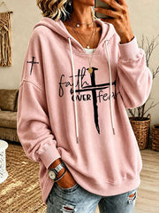 Women’s 'Faith Over Fear' Printed Casual Hoodie