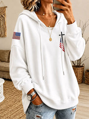 Women’s Cross Print Casual Hoodie